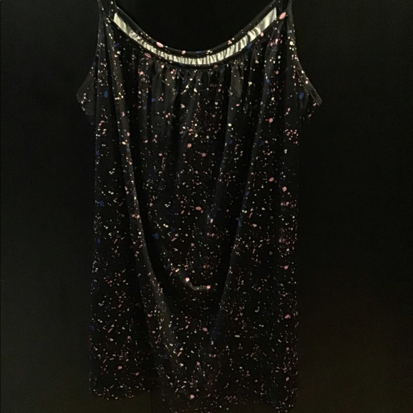 Black tank w pink blue yellow splatter 5X - Picture 5 of 5